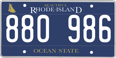 RI license plate 880986