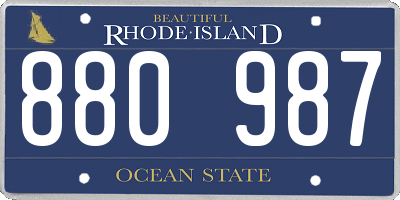 RI license plate 880987