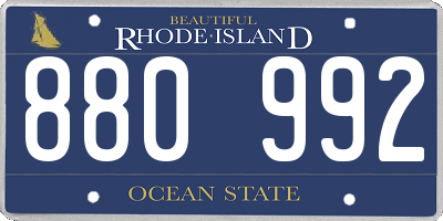 RI license plate 880992