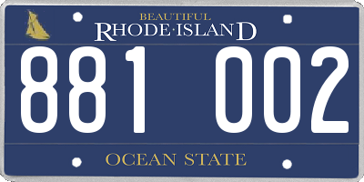 RI license plate 881002