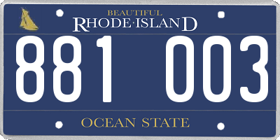 RI license plate 881003