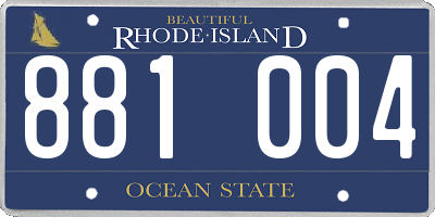 RI license plate 881004