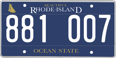 RI license plate 881007