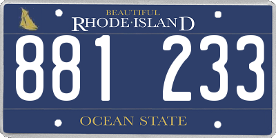 RI license plate 881233