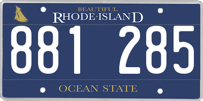 RI license plate 881285