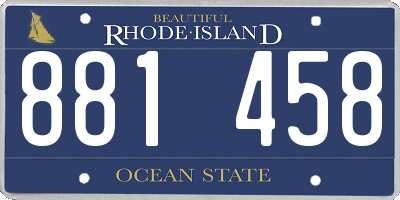 RI license plate 881458