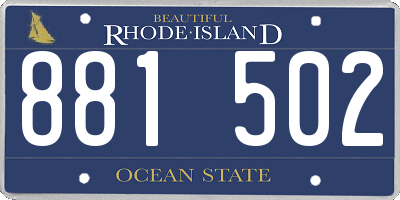 RI license plate 881502