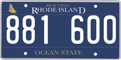 RI license plate 881600