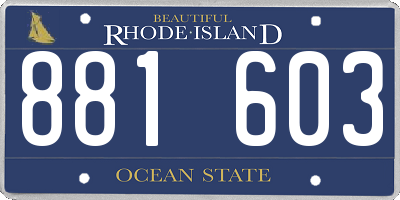 RI license plate 881603