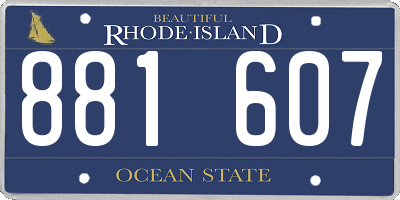 RI license plate 881607