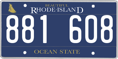 RI license plate 881608
