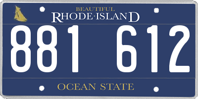 RI license plate 881612