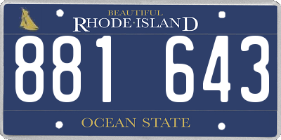 RI license plate 881643