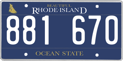 RI license plate 881670