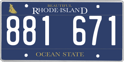 RI license plate 881671
