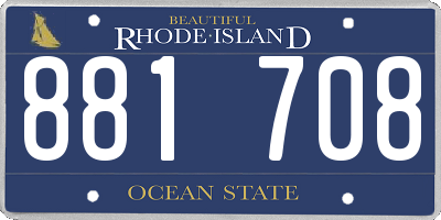 RI license plate 881708