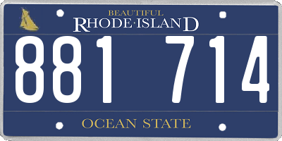 RI license plate 881714