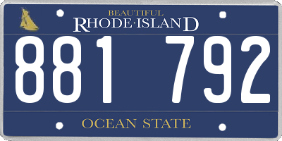 RI license plate 881792