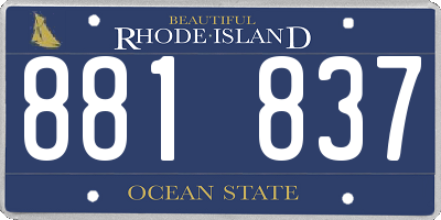 RI license plate 881837