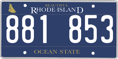 RI license plate 881853