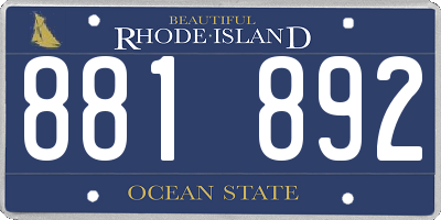 RI license plate 881892