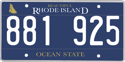 RI license plate 881925
