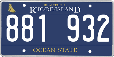 RI license plate 881932