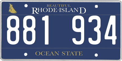 RI license plate 881934