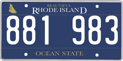 RI license plate 881983