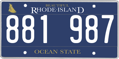 RI license plate 881987