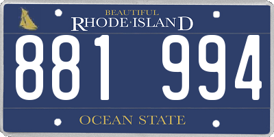 RI license plate 881994