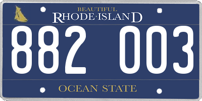 RI license plate 882003