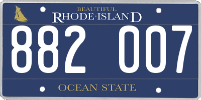 RI license plate 882007