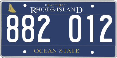 RI license plate 882012