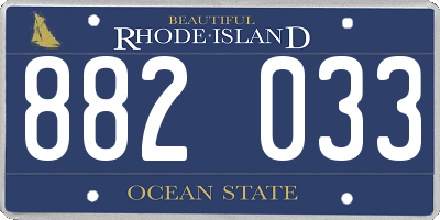 RI license plate 882033