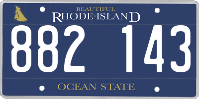 RI license plate 882143
