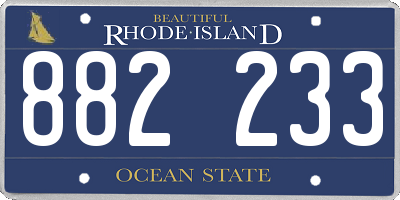 RI license plate 882233