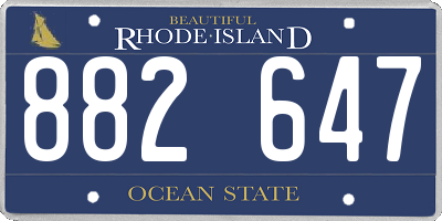 RI license plate 882647
