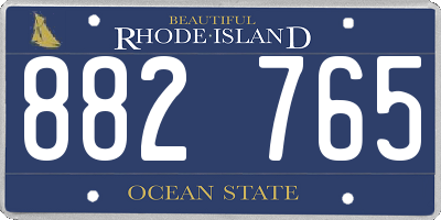 RI license plate 882765