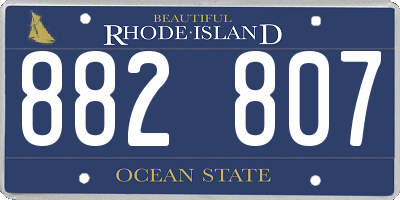 RI license plate 882807