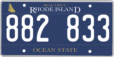 RI license plate 882833