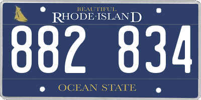 RI license plate 882834