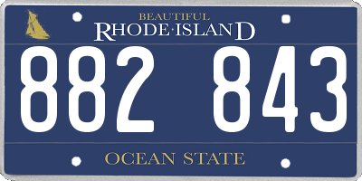 RI license plate 882843