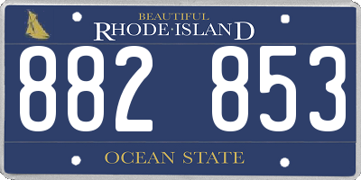 RI license plate 882853
