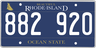 RI license plate 882920