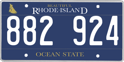 RI license plate 882924