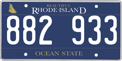 RI license plate 882933