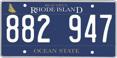 RI license plate 882947