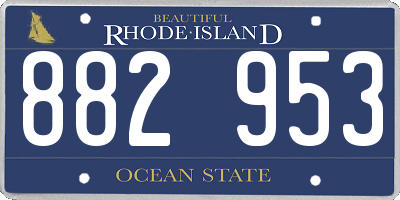RI license plate 882953