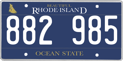 RI license plate 882985